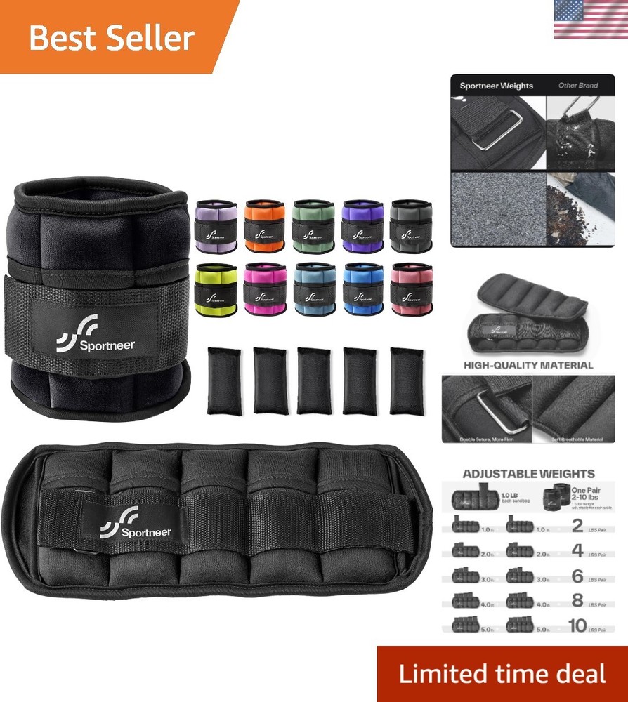 Adjustable Ankle Weights 1-5 lbs Each - Secure & Versatile Training