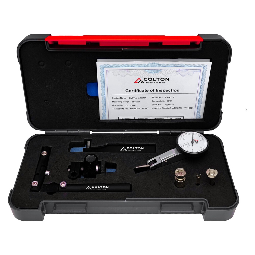 Colton .030" Dial Test Indicator 0.0005" TIR w/ Mounts, Certifications, Case