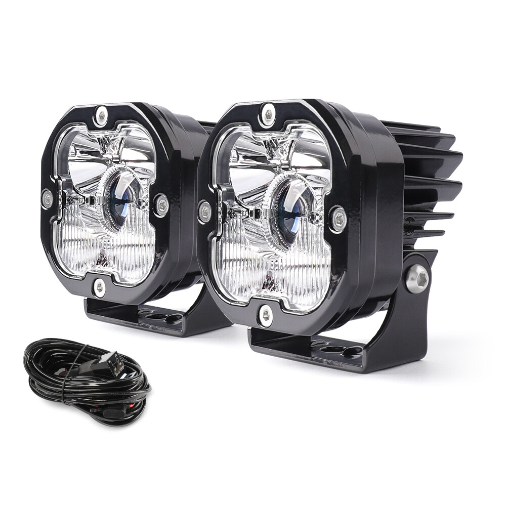 Colight 3inch Squadron Sport White LED Pair Driving/Combo Lights w/ Wire Harness