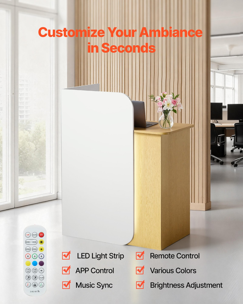 Reception Desk, 31.5 inch Rectangular Front Counter Table, Office