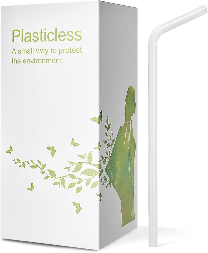 200 Count 8.25" Eco-friendly Bendable Compostable PLA Straws - Plasticless Bi...