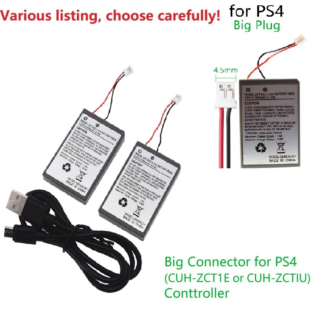 Rechargeable Battery For PS4 Controller 2000mAh Replacement & Charging Cable
