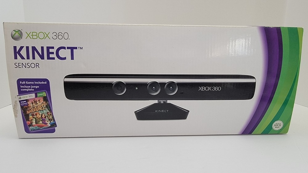 Xbox 360 Kinect Sensor Camera With KINECT ADVENTURES & DANCE CENTRAL 3