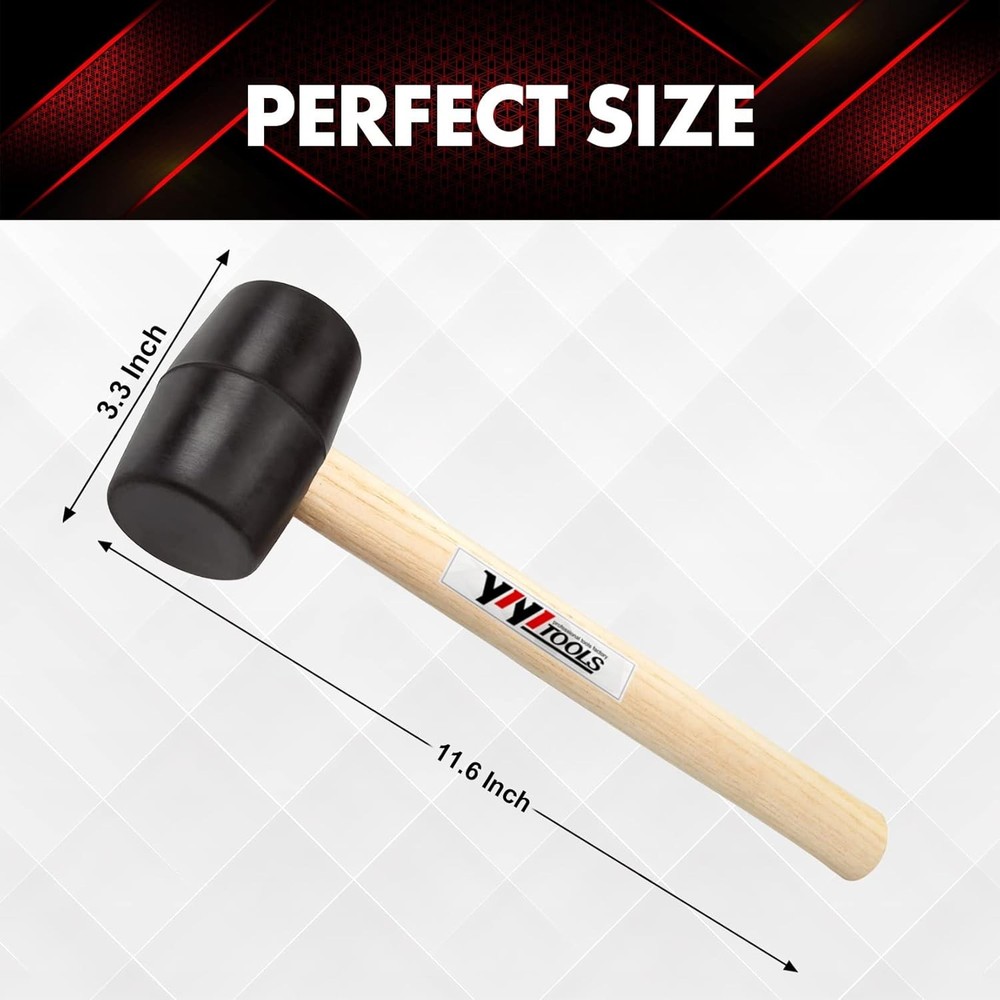8oz Shockproof Rubber Mallet with Solid Wood Handle - Perfect for All Projects