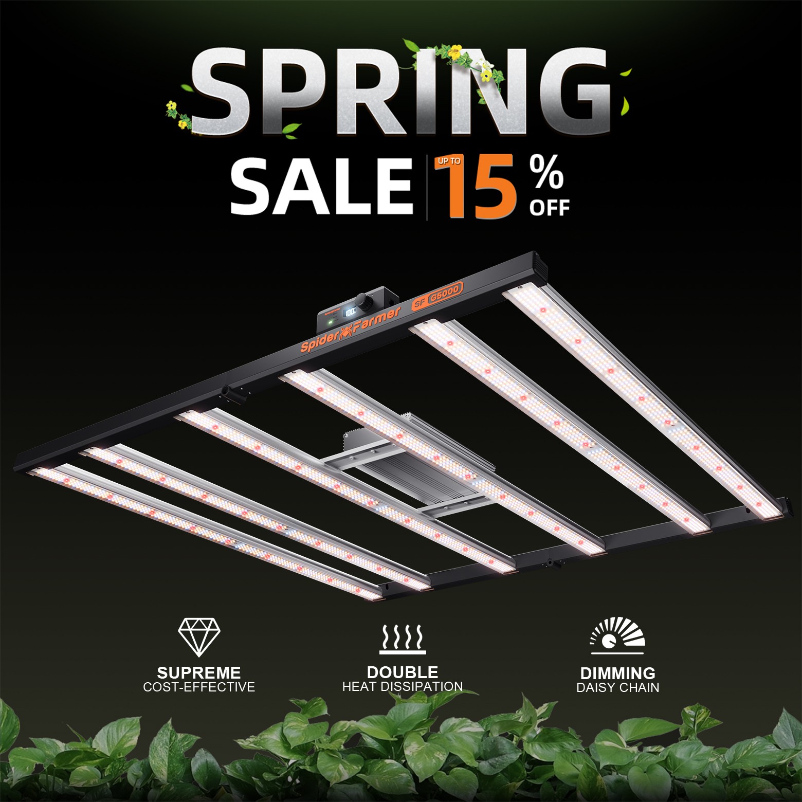 Spider Farmer G5000 LED Grow Light Full Spectrum Commercial Grow Indoor Plants