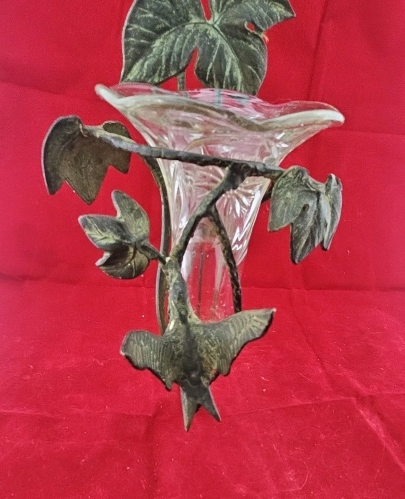 Original Antique Solid Copper Hummingbird Wall Sconce
