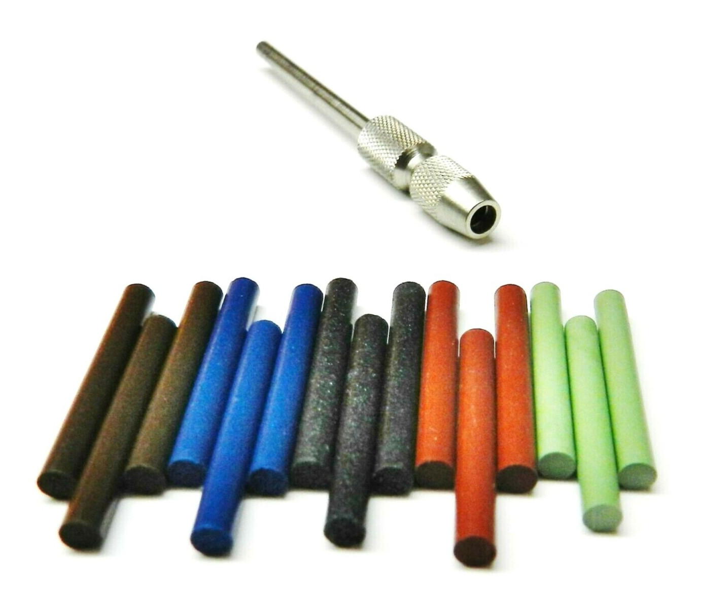 3mm Silicone Pin Polishing Points 15Pc Assortment of 5 Grades & Chuck Mandrel