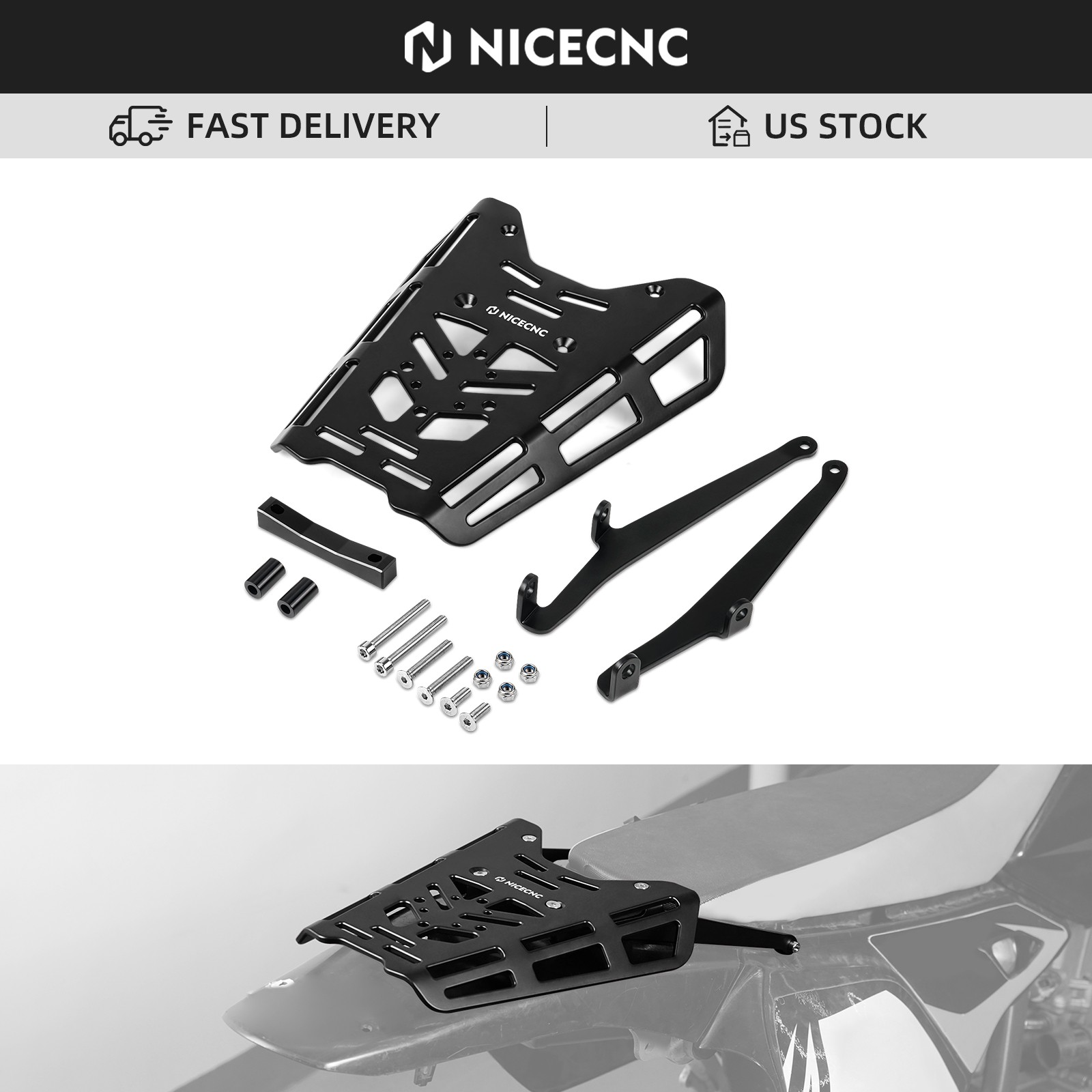 CNC Rear Luggage Rack Bracket Kit For Suzuki DR-Z400SM DRZ400S 400SM 2000-2025