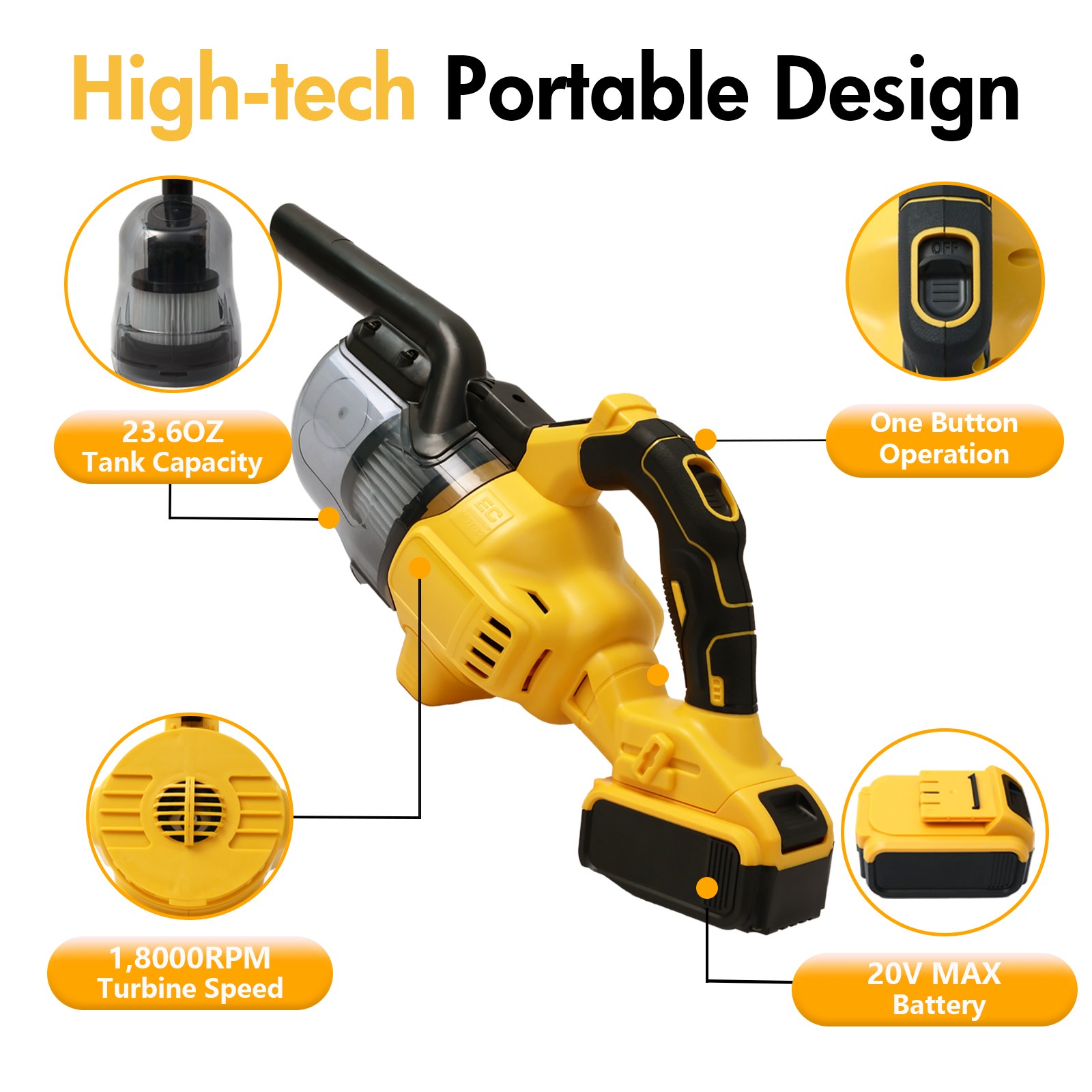 Cordless Vacuum Cleaner with 20V Battery 5 in 1 Handheld Electric Vacuum Cleaner