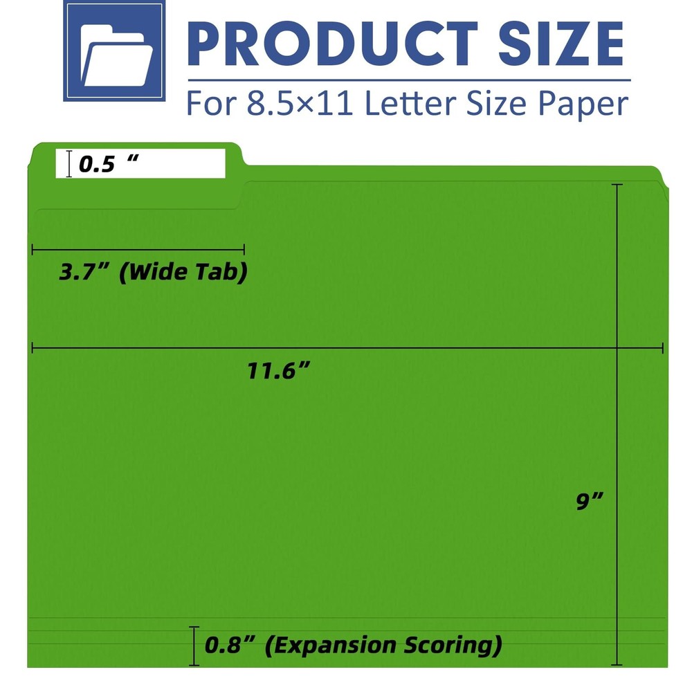File Folder, PANDRI 270 Pack Colored File Folder, 1/3 Cut Tab, Letter Size, A...