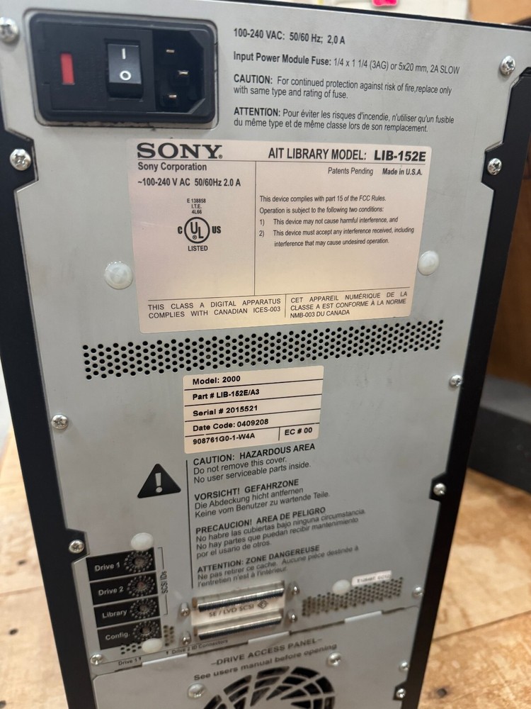 Sony AIT Tape Library (Model LIB-152E)