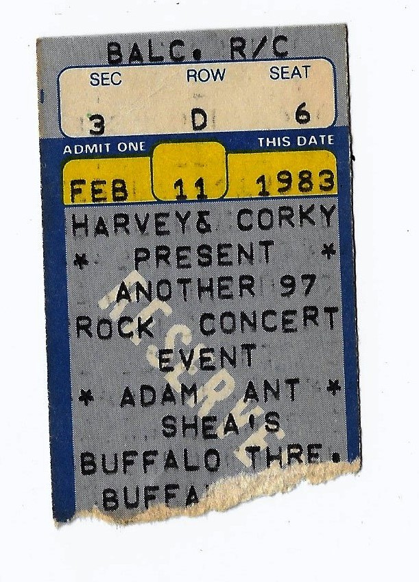 Adam Ant & Scandal 2/11/83 Buffalo NY Sheas Theatre Rare Ticket Stub