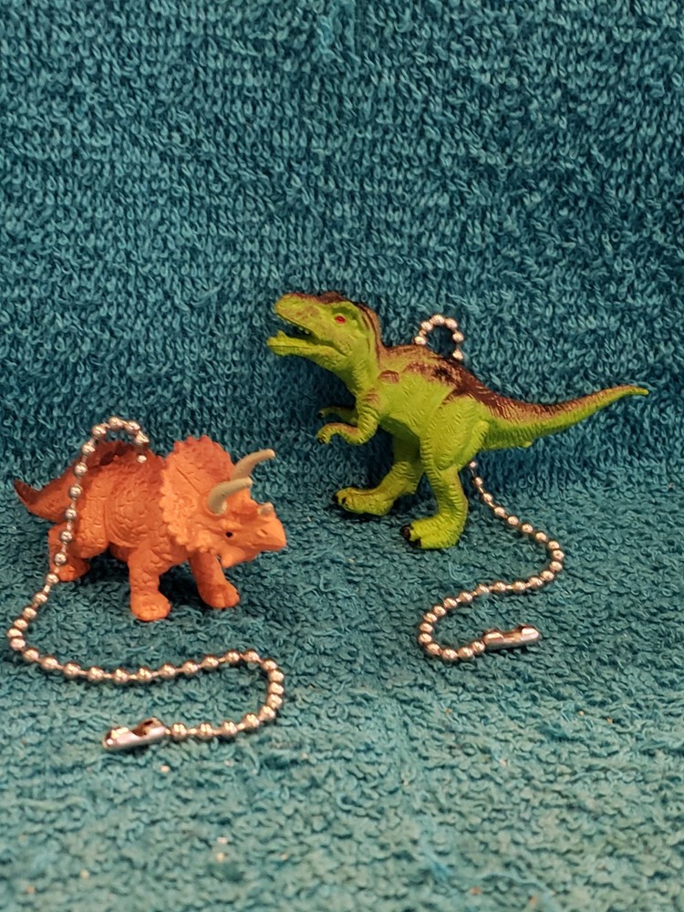Handmade T-Rex & Triceratops Light/Fan Pull Set – Dinosaur Decor