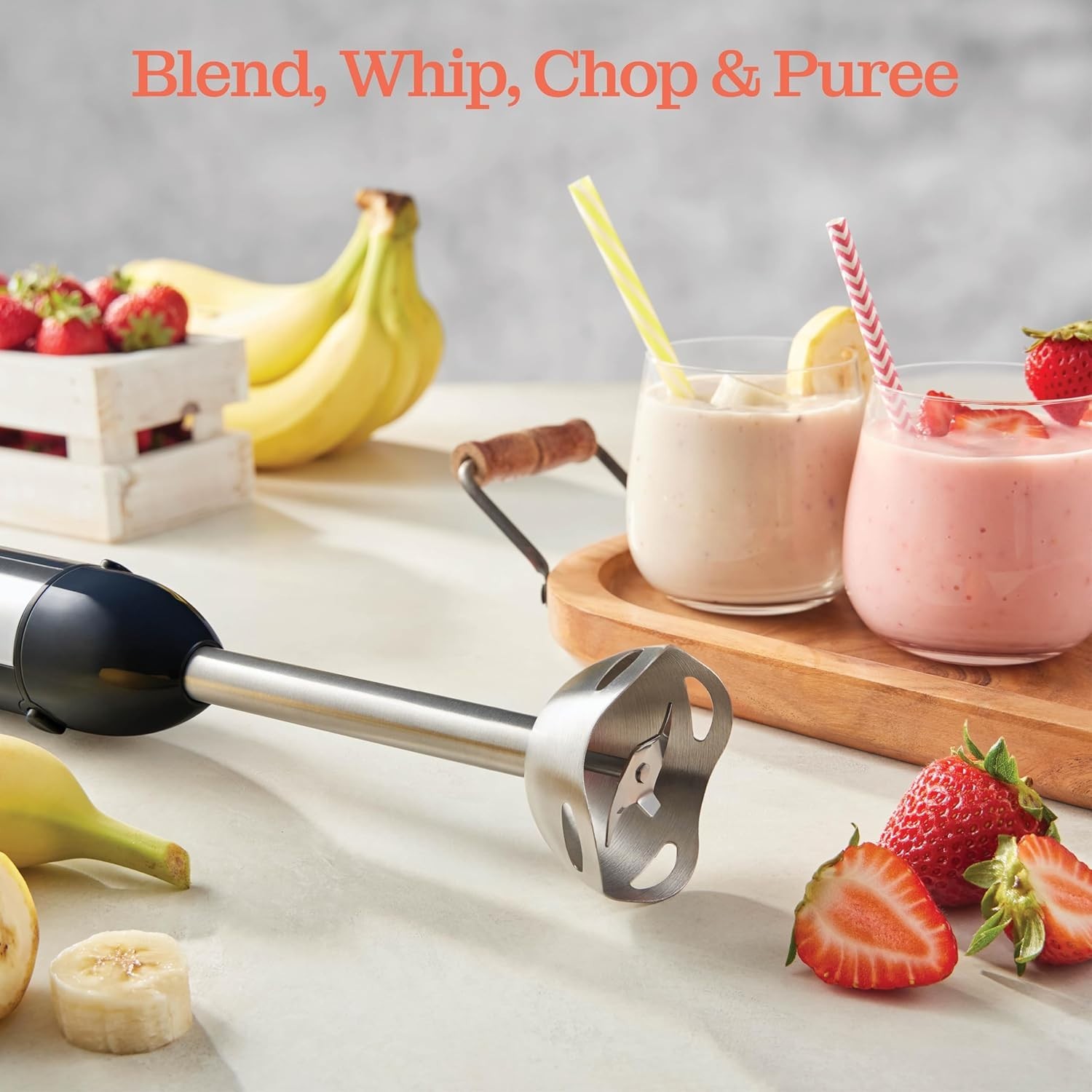 Versatile Handheld Blender Stick: 500 Watt, Detachable Base, Stainless Steel