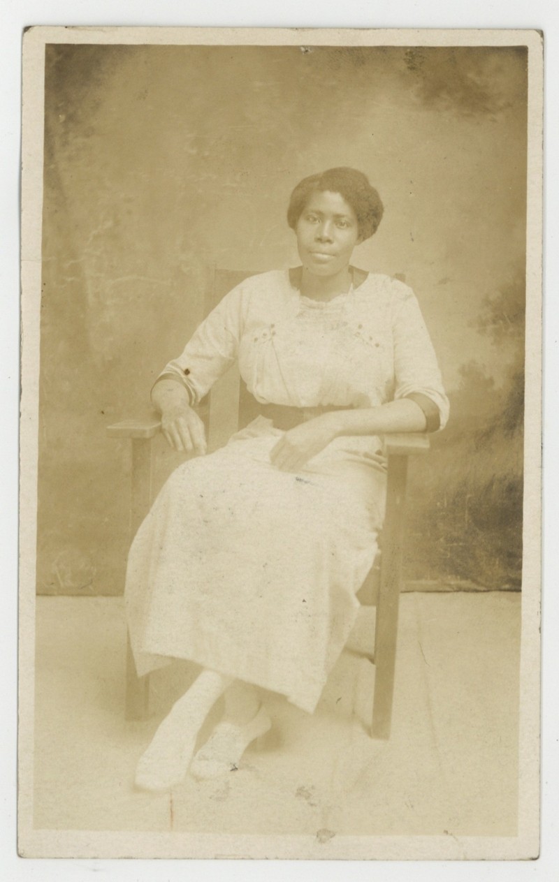 African American Female 1900 Lovely Inviting Pose Lace Dress RPPC Black Girl