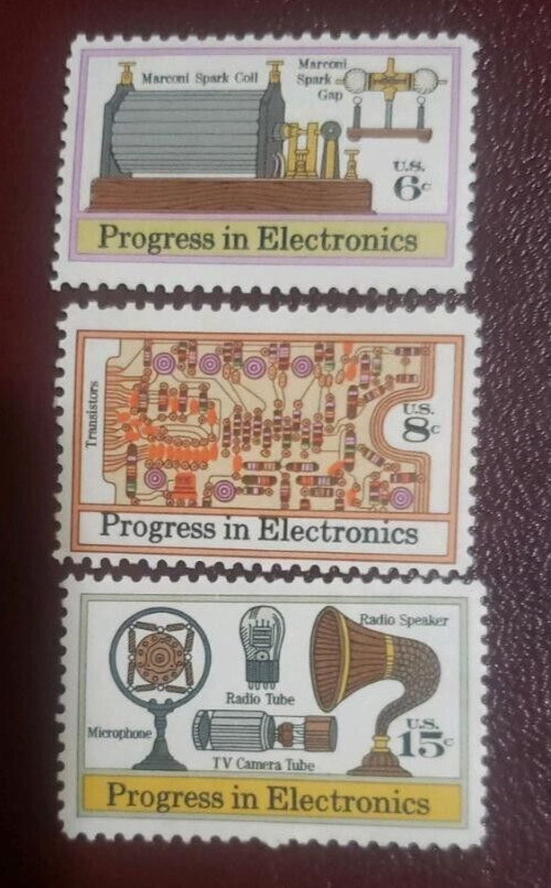 US MNH Postage Stamps -Scott #1500 -#1502 Progress in Electronics 6c, 8c and 15c