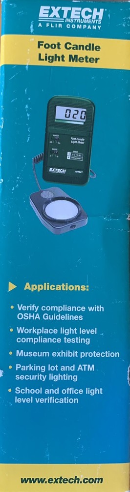 EXTECH 401027 FOOT CANDLE DIGITAL LIGHT METER 200FC 2,000FC FOR BASIC LIGHTING