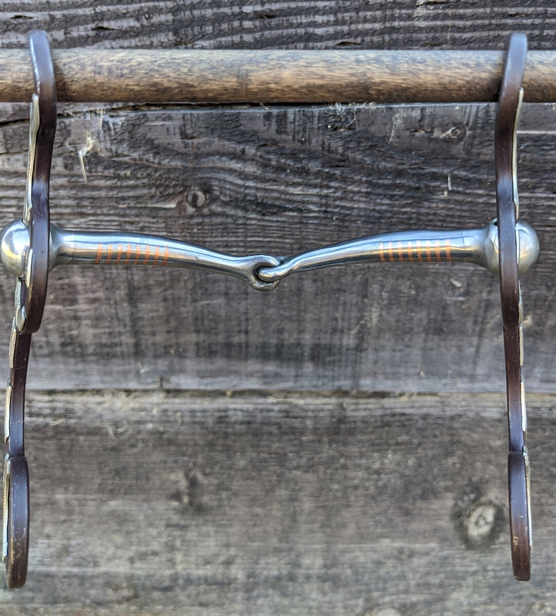 Short Shanked Snaffle Bit - Brown Iron - Silver - 5 1/2" Mouth - 6" Cheek