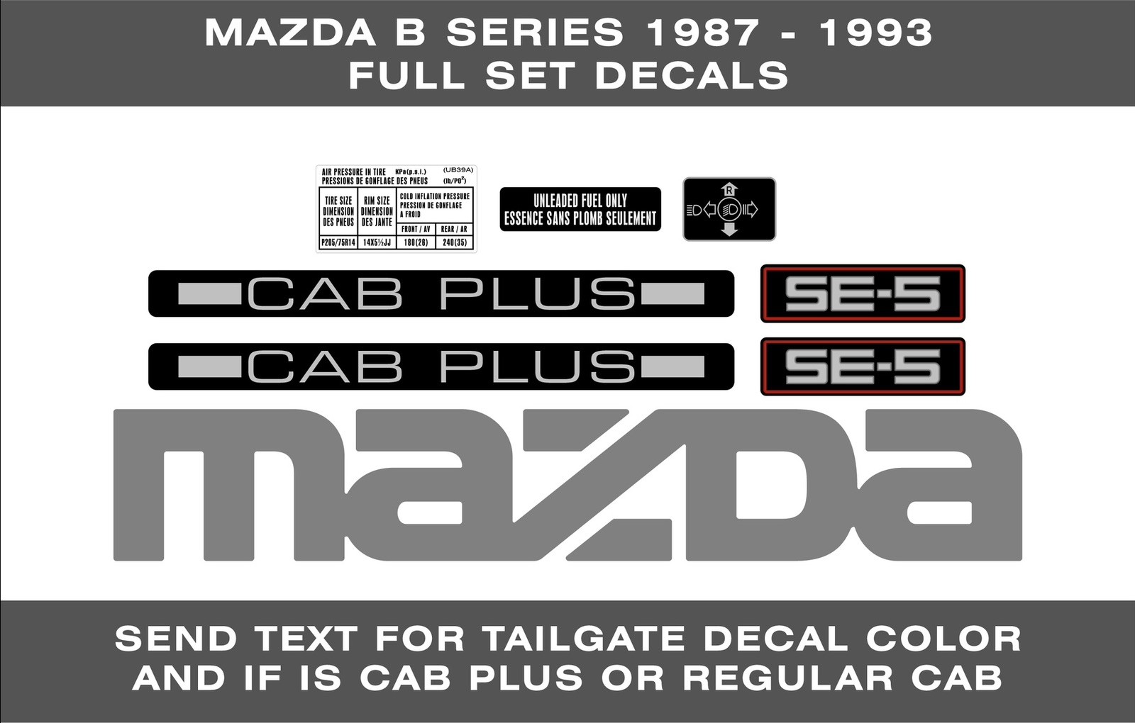 MAZDA B2200 STRIPES GRAPHICS DECALS