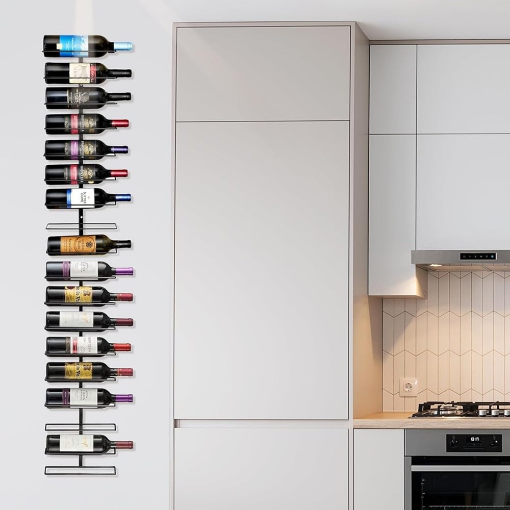 Stackable Wine Rack Wall Mount, Black, 3 Pack