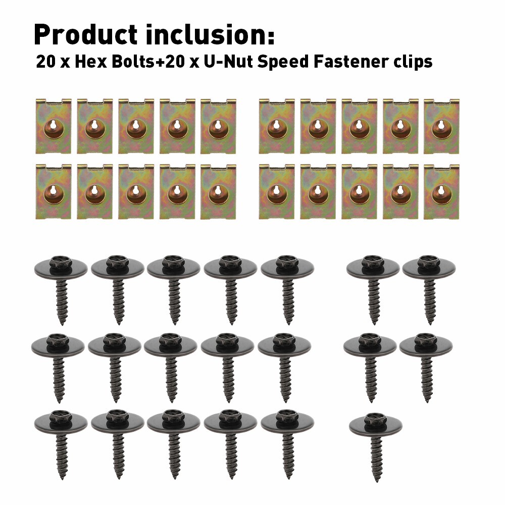 40x Engine Under Cover Splash Shield Bumper Guard Body Bolts U-nut Clip For Ford