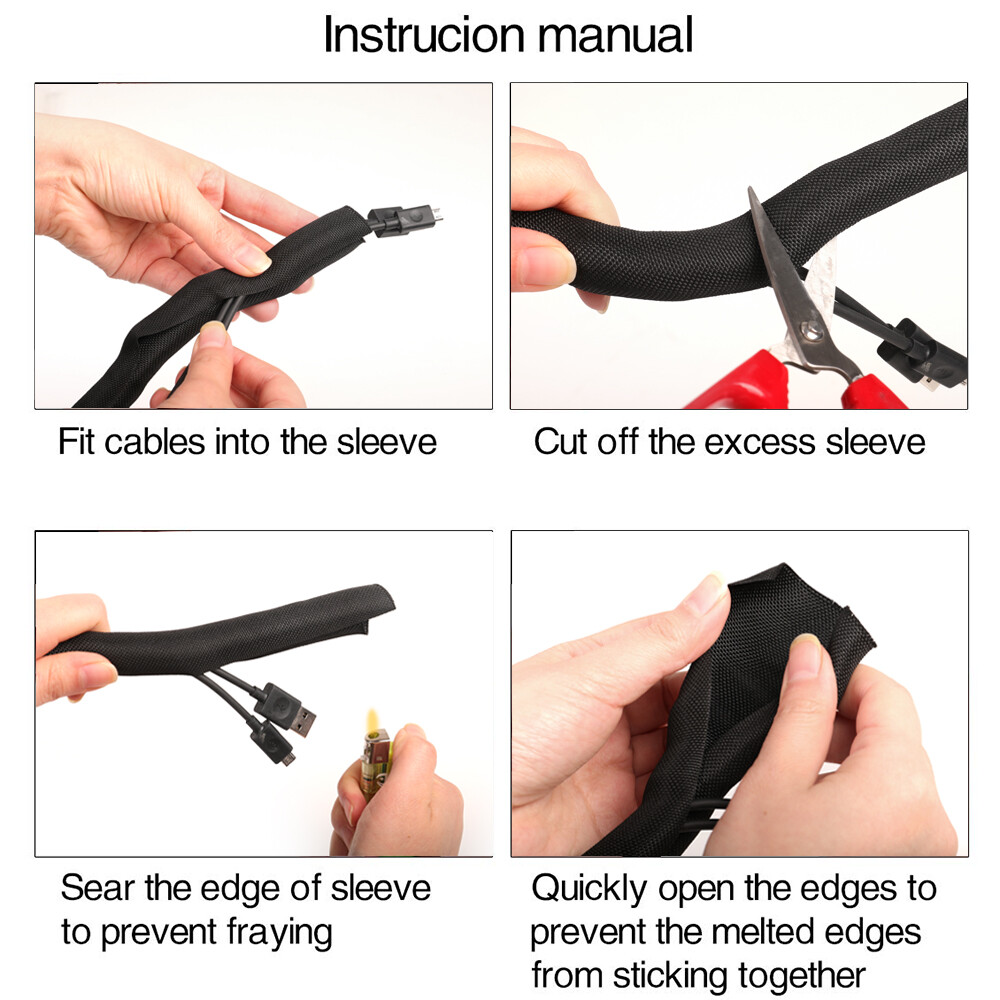 50FT Cord Protector Wire Loom Cable Sleeve Split Tubing Self Wrap Management LOT