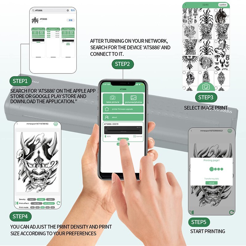 Premium Wireless A4 Thermal Tattoo Stencil Printer With Transfer Papers & Paste