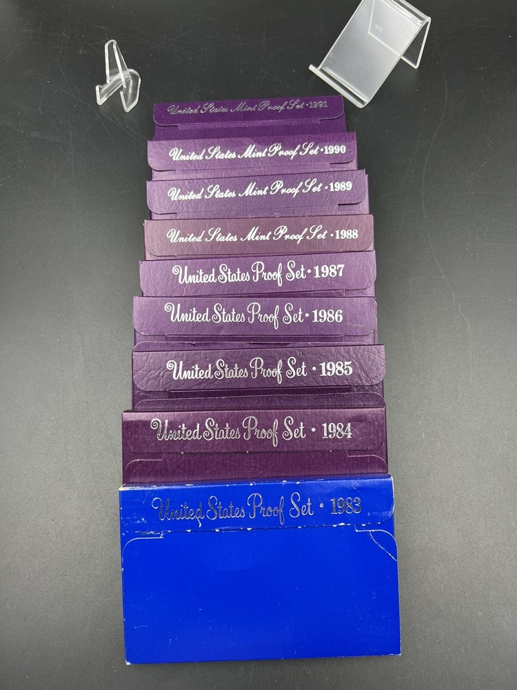 Complete Set 1982 – 1991 10 Proof Sets Lot US Mint OGP