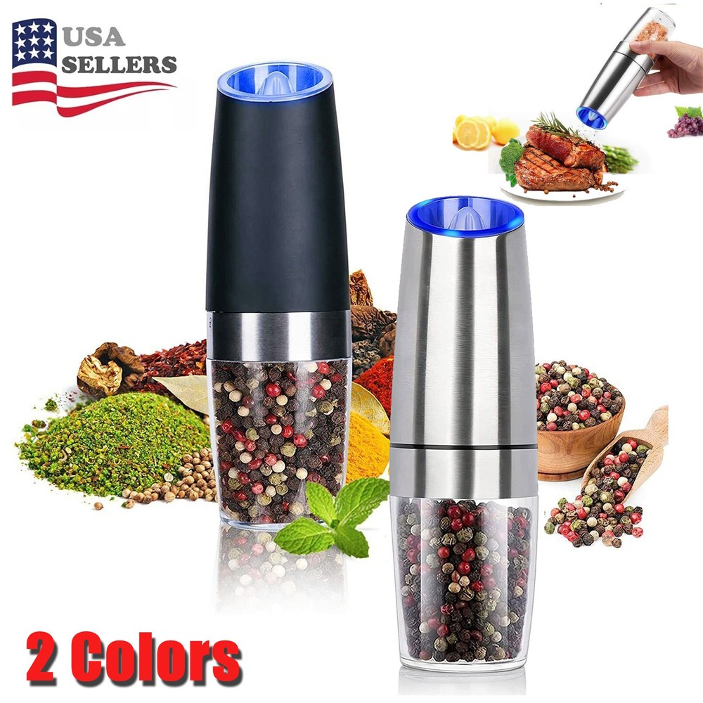1/2/4PCS Electric Salt and Pepper Grinder Set Automatic Gravity Grinder with LED