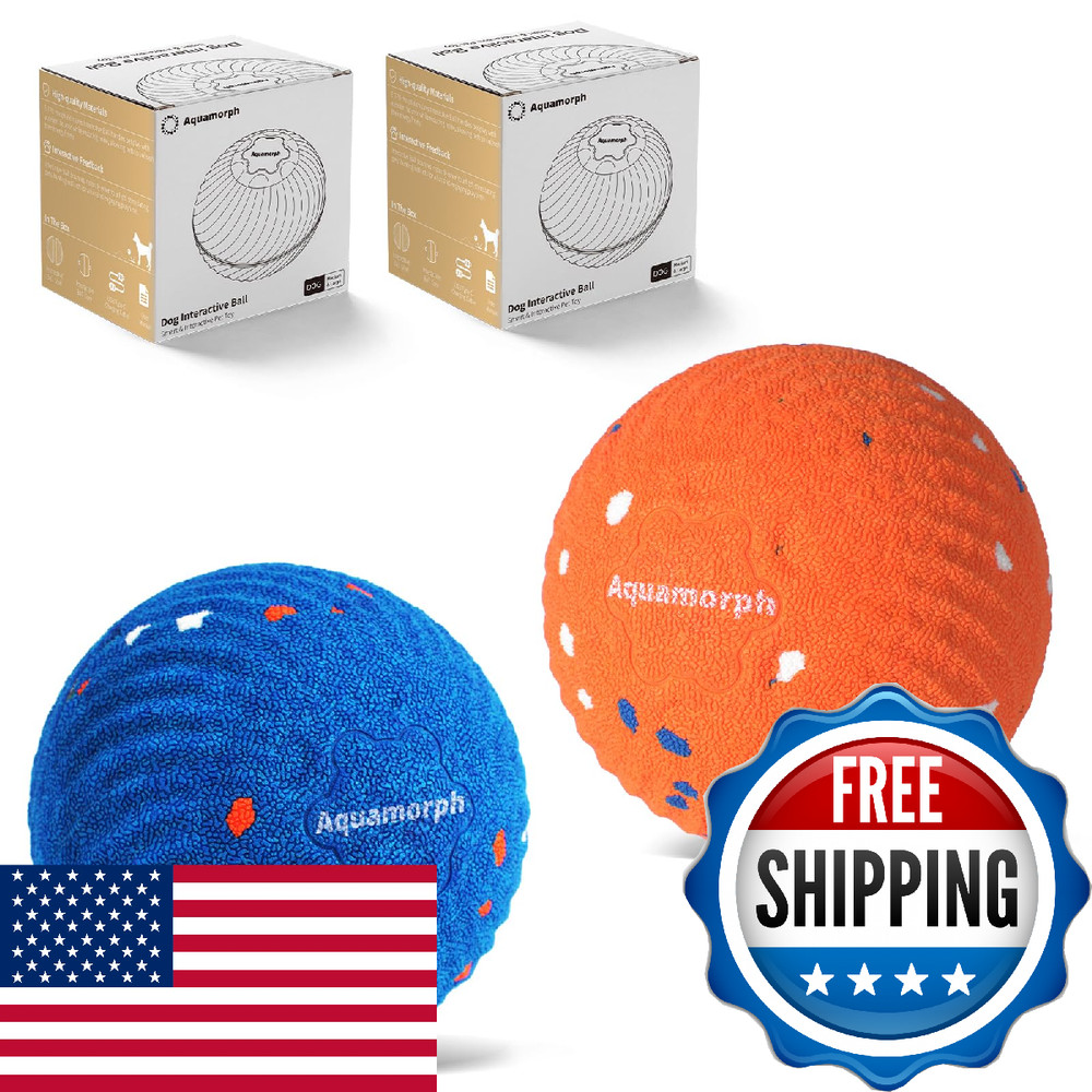 Aquamorph 2 Pack Interactive Dog Balls - Auto Moving Bouncing Vibrating Washable