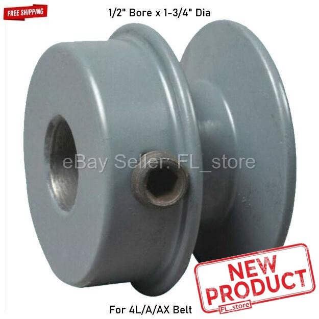 V-Belt Motor Pulley 1/2" Bore x 1-3/4" Dia Cast Iron Set Screw Fixed Bore Solid