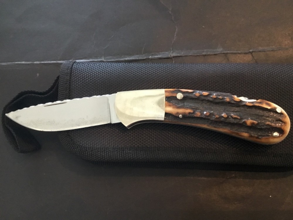 Custom Joe Kious Premium Stag Lockback like Slipjoint Folder Folding Knife