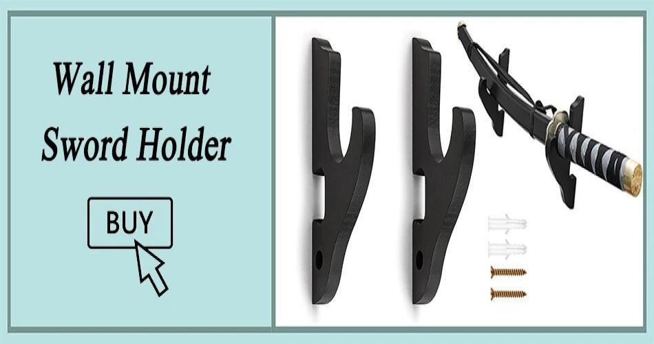 2-Tier Wall Mount Katana Display Holder Samurai Stand Rack Adjustable Wood Hook