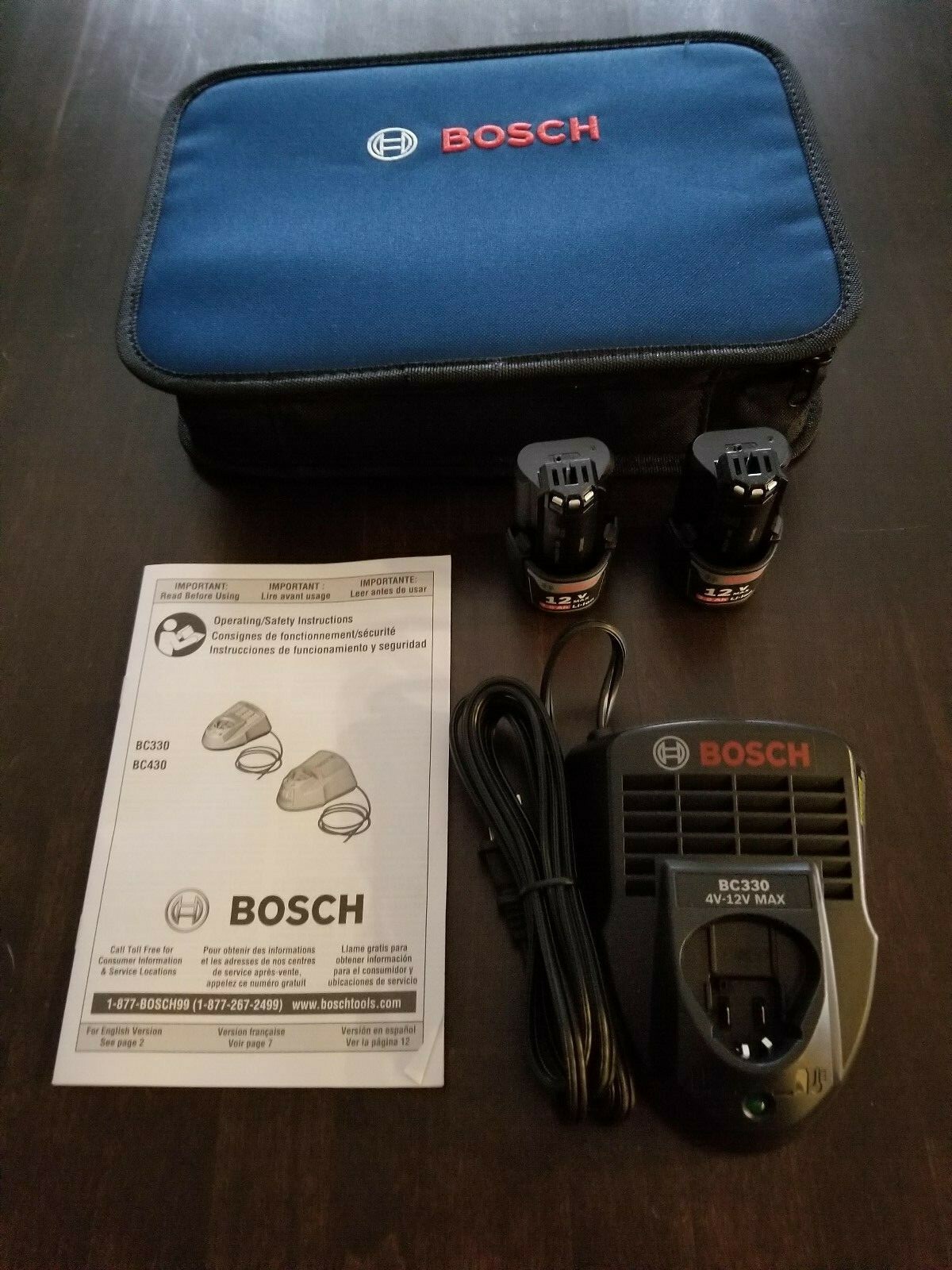 (2) New Bosch OEM 12V 2.0Ah Batteries & (1) 12V Charger  (New from combo kit )