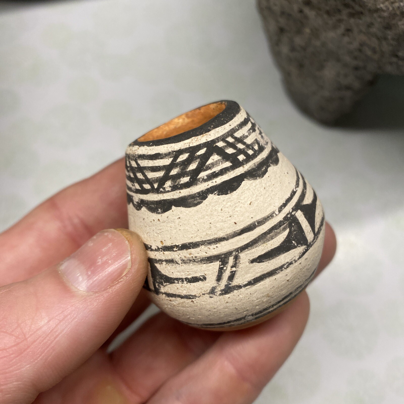 MLC s3092 Mini Polychrome Acoma 1 3/4” Solid Pottery Pot Jar