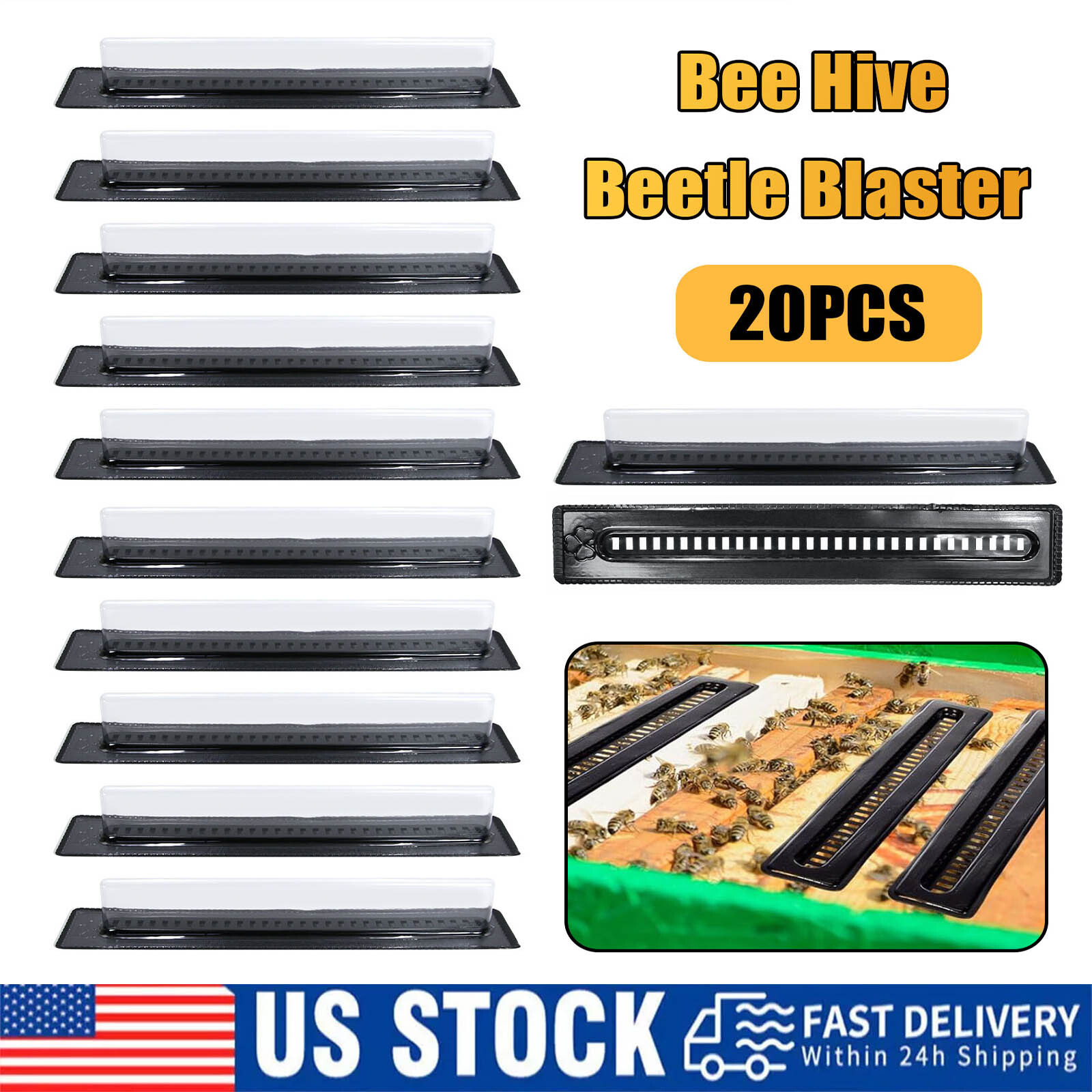20X Black Bee Hive Beetle Blaster BeeHive Beetle Trap Beekeeping Tool Reusable