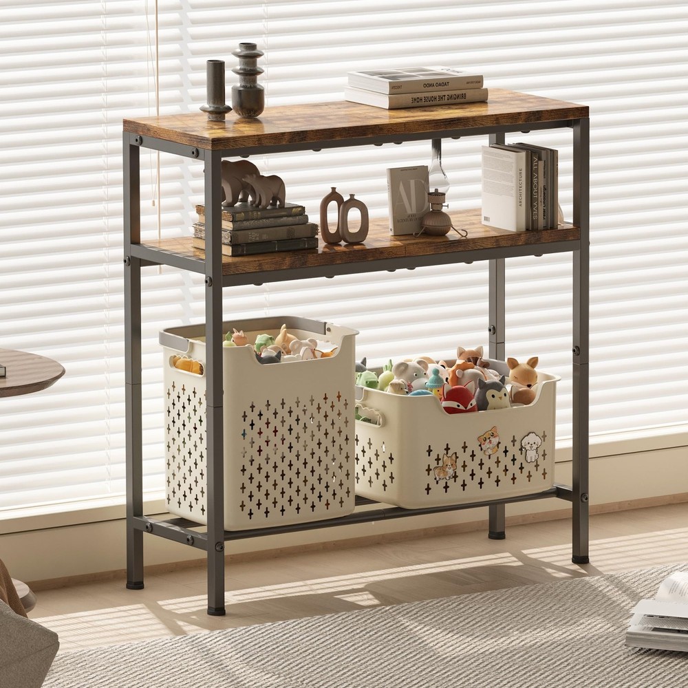 Entryway Table with Storage, 3-Tier Console Table 31.5" Width, Industrial Sof...