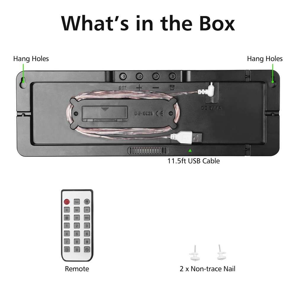 Zgrmbo 16-inch Digital Wall Clock with Remote Control, Large Display Digital ...