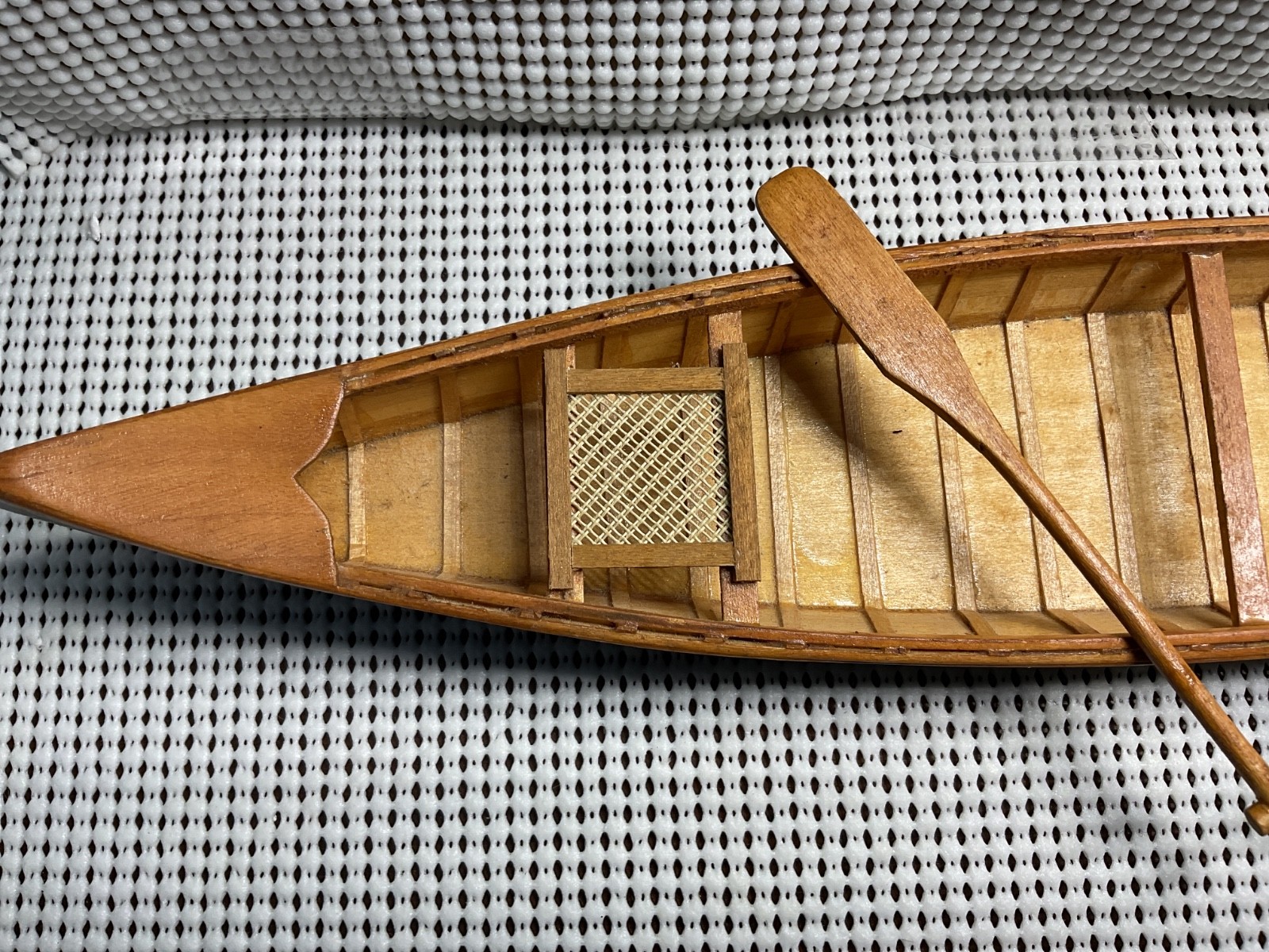 Vintage Wood Canoe 16” Long 2 3/4” Wide 1 1/4” High With 2 Paddles