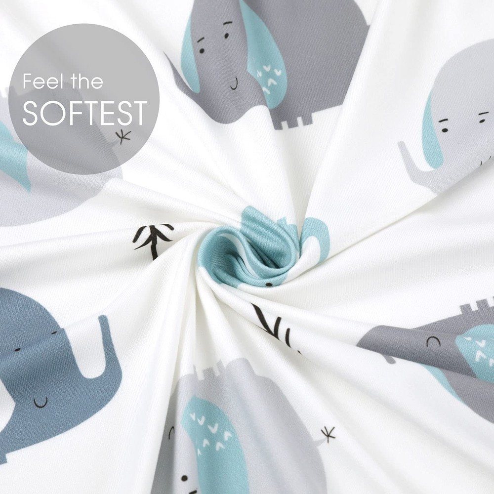 2 Pack Jersey Knit Fitted Crib Sheets, Ultra Soft, Cute Eelephant Pattern