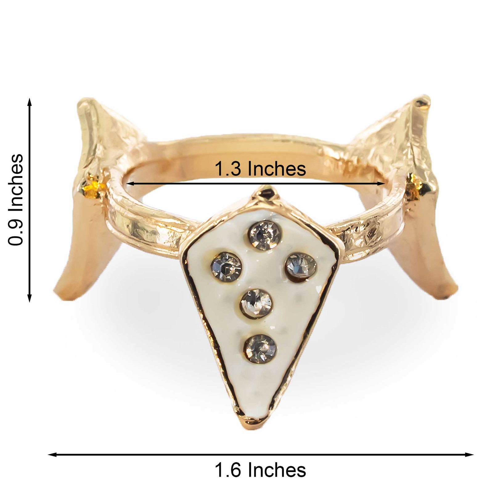 White Jeweled Rhombus Gold Tone Metal Egg Stand Holder