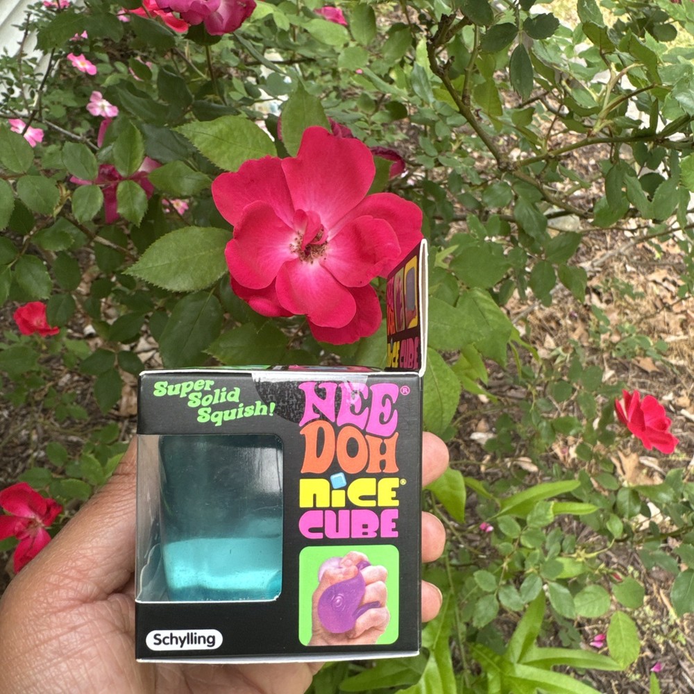 NEW Nee Doh Needoh Nice Cube Super Solid Squish Blue Toy