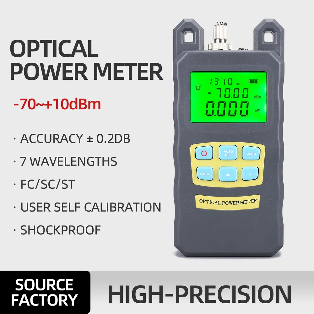 Fiber Optical Power Meter -70~10dBm Adjustable Handled Fiber Optic Cable Tester