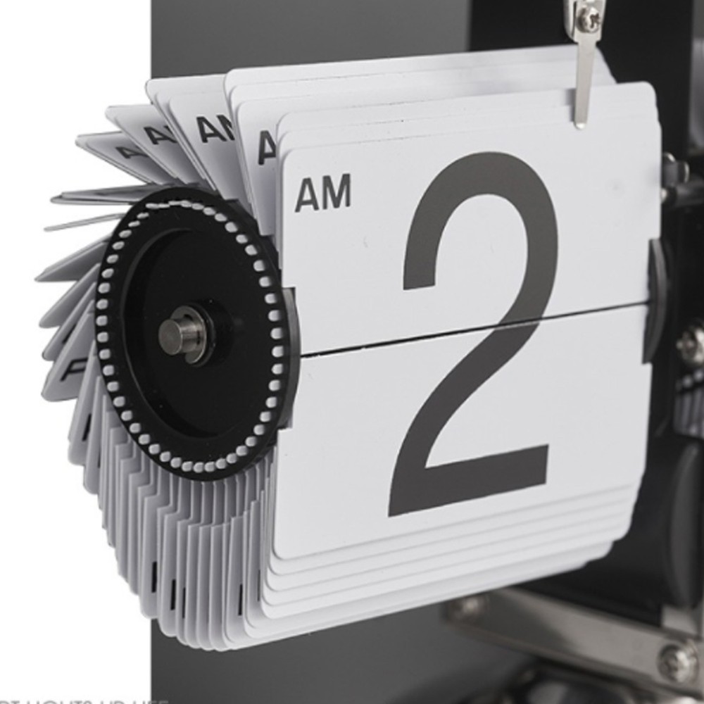 White Digital Flip Down Clock Retro Minimalist Single Foot Mechanical Auto WT