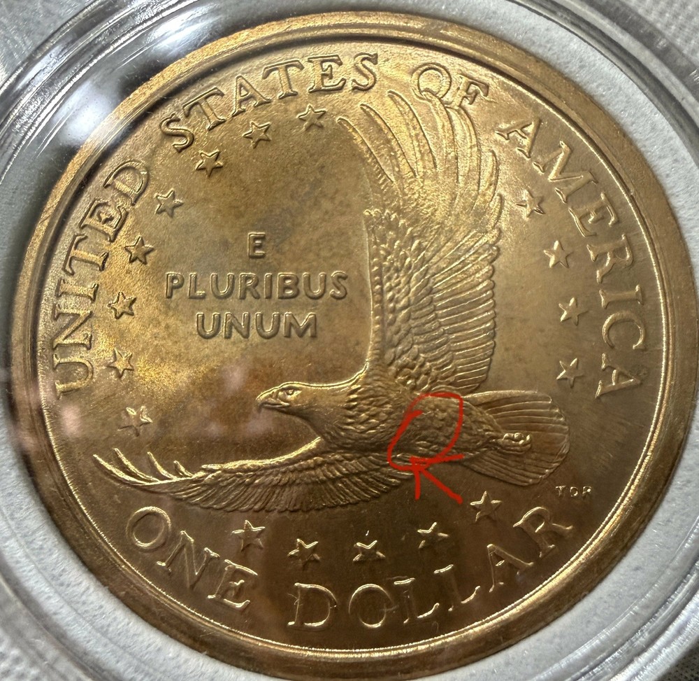 2000-P Sacagawea Dollar "Slightly Wounded Eagle" Error; DDO IGWT