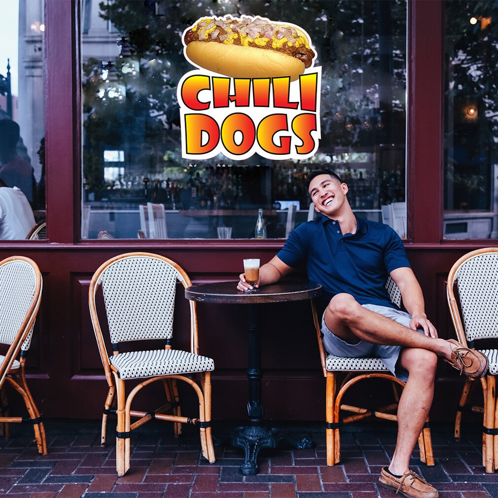 Food Truck Decals Chili Dogs Style B Restaurant & Food Concession Sign Yellow