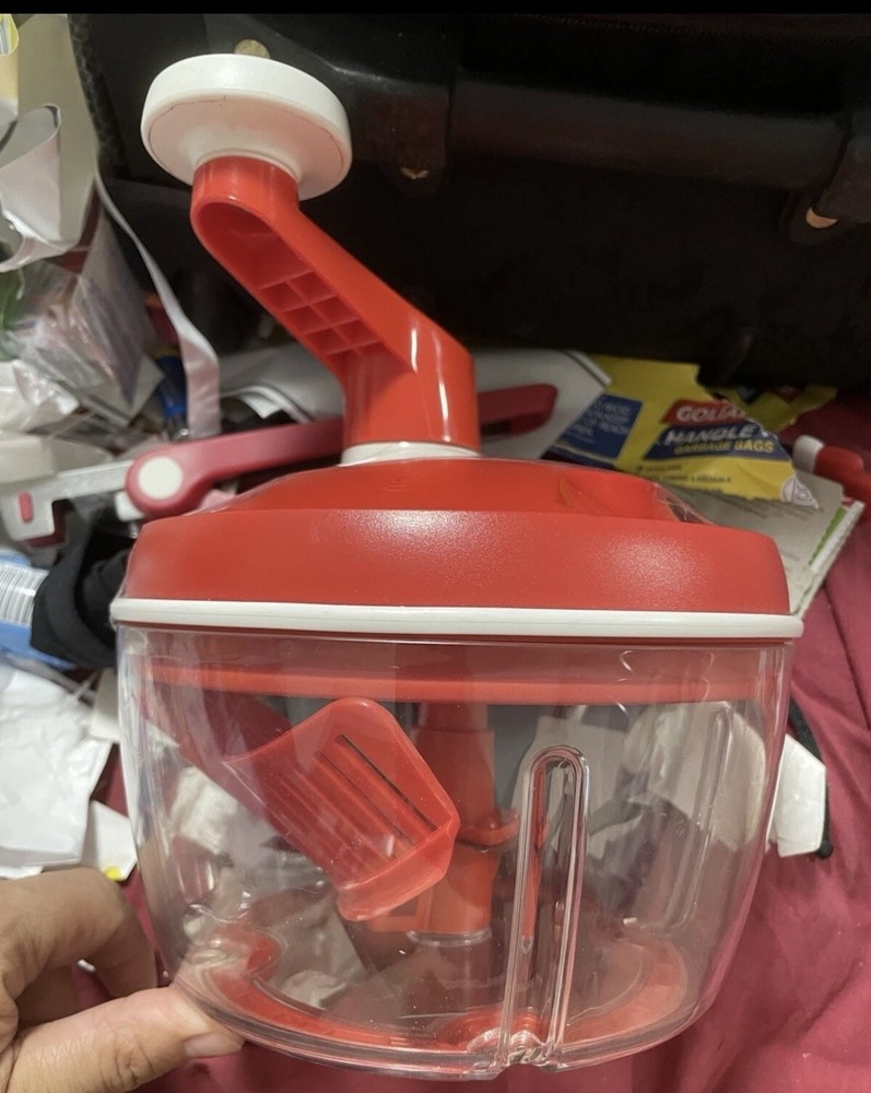 TUPPERWARE Quick Chef Food Processor Chopper Mixer Whisk Red N Lid