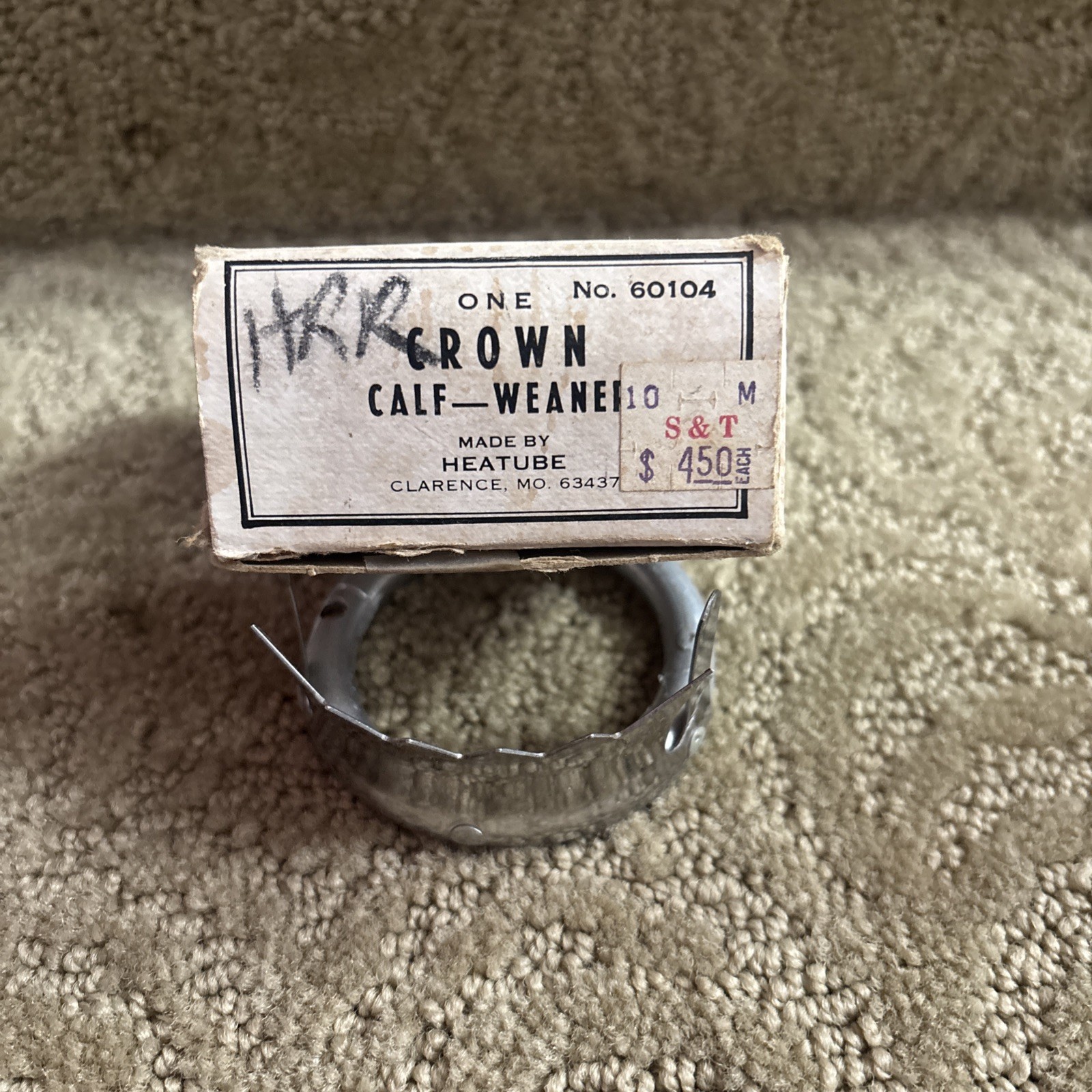 Allover Crown Calf Weaner Weaning Ring cow cattle livestock vintage farm NOS