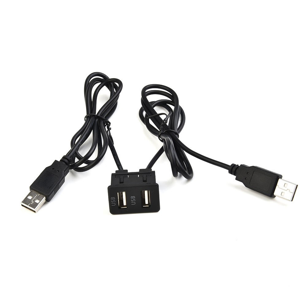 150CM Car-Dash Flush Mount AUX USB Port Panel Dual USB Extension Adapter Cable