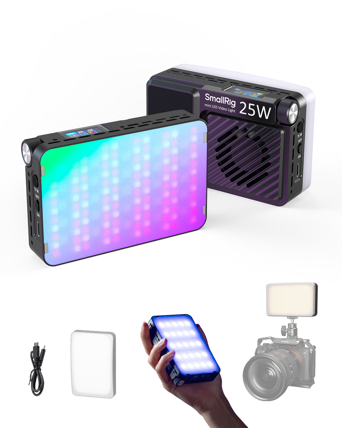 SmallRig RM 25C 25W RGB Mini LED Video Light 3100mAh Battery 2500K-10000K 5357